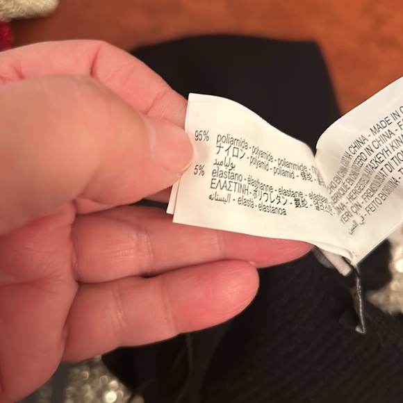 ZARA fringed seamless rhinestone black crop top size extra small/small - Picture 14 of 14